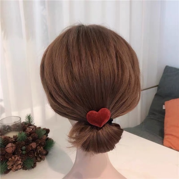 Blue Velour Heart Rubber Band - Picture 2 of 2